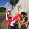 Phil and Jesh working hard on clean up graffiti day at the Lismore Levy